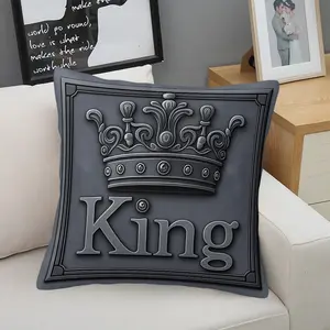 King Crown Throw Pillow, Luxury Cushion, Modern Accent Pillow Includes Pillow Core, Soft Digital Print Decor Pillow for Men's Bedroom, Living Room, Couch, Sofa, Perfect Gift for Dad Husband