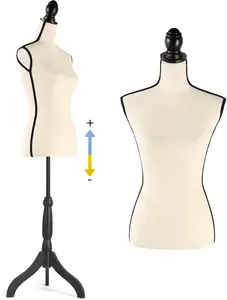 Female Mannequin Body, Sewing Mannequin Torso Dress Form, Adjustable Mannequin with Stand for Display Dressmaker (Beige)