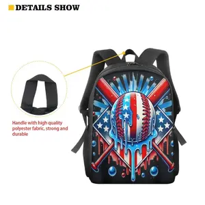 Lightweight American Graffiti Baseball Backpack, Casual Student Bag, Zipper Closure, Adjustable Straps, Unisex, Vibrant Cartoon Cat Design