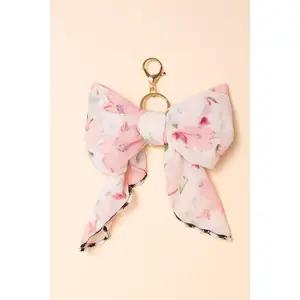 Rose Floral Multifunction Scarf Bow Bag Charm & Keychain