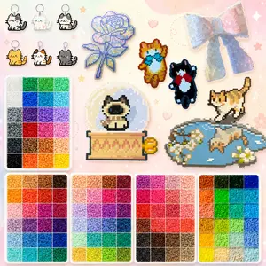 Creative 3D Beading Kit, 24/48/72/96/120 Color Plastic Fuse Beads, Includes Tweezers, Ironing Paper, Nail Board, Perfect for DIY Jewelry, Keychains & Crafts