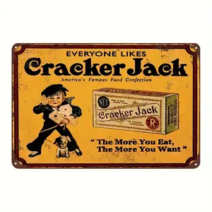 Retro Iron Sign - 12x8 in Cracker-Jack Vintage Tin Plaque, Home Decor Items for Kitchen, Bar, Kitchen Decor, Bar Decor