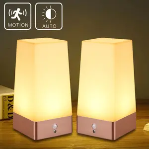 2 Pack LED Motion Sensor Night Light, Battery Operated LED Bedside Lamp, Powered by 3×AAA batteries(Excl.) for bedroom