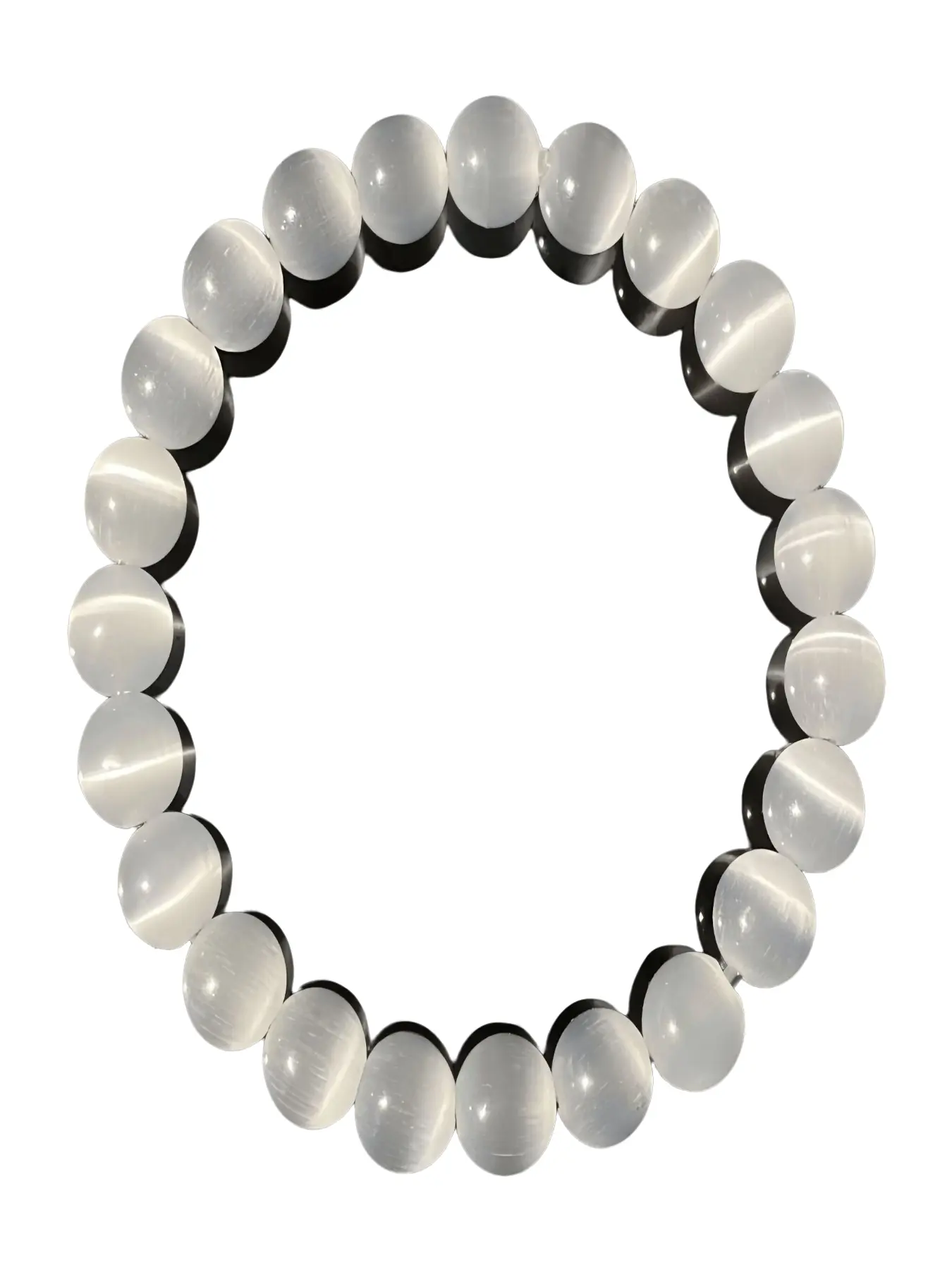 Women's Elegant White Cat's Eye Inspired Beaded Bracelet Clear Faux Crystal Smooth Satin Stone-Like Mindful Mystic Theme for Casual Matching Made of Synthetic Resin