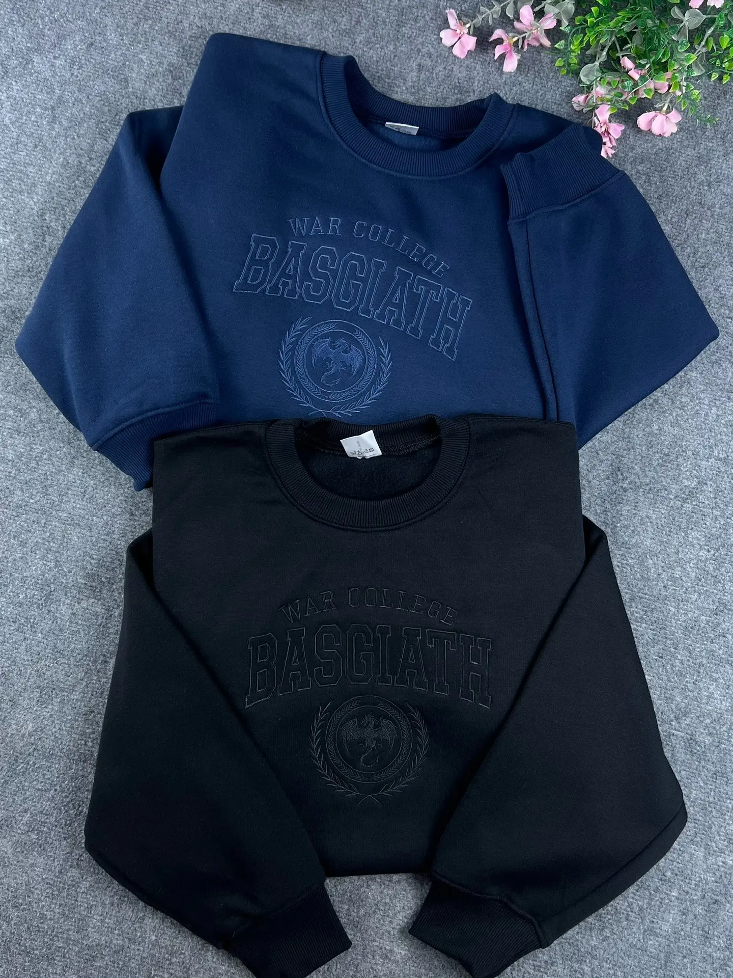 Embroidered Tone on Tone Basgiath War Collage Sweatshirt, Fourth Wing Sweatshirt, Violet Sorrengail, Xaden Riorson, Fantasy Book Dragon