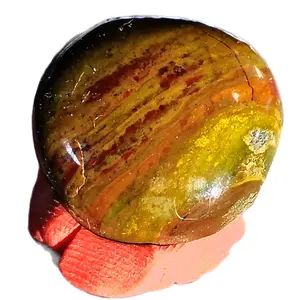 20mm Rounded Red and Yellow Jasper Gemstone with Unique Color Patterns and Rounded Shape