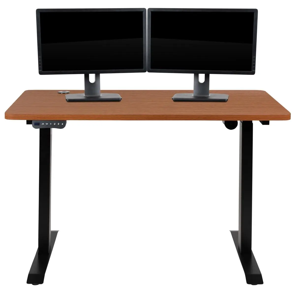 Flash Furniture 48x24 in. Modern Rectangle Top Standing Desk - Ergonomic Electric Height-Adjustable, Mahogany Wood Grain, Welded Steel Frame, 75 lbs Table Top, 200 lbs Weight Capacity, Cord Management, Work From Home, Study Setup, Home Office Ideas