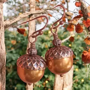 Copper Pearl Acorn Earrings: Autumn Acorn Jewelry for Thanksgiving