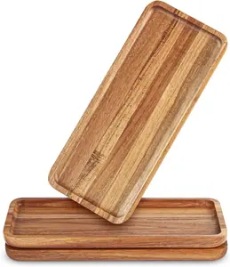 Wooden Serving Platters Set of 3 for Home Decor Food Cheese Fruit Vegetables Charcuterie Appetizer Tray Natural Finish