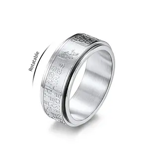 Authentic Stainless Steel 8mm “Serenity Prayer” Motivational Rotate Ring