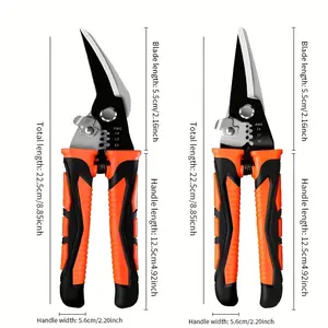 OUDISI Heavy Chrome Vanadium Steel Industrial Scissors, Multifunctional Use Tool with Integrated Ceiling Track Cutter, Ergonomic Non-Slip Handle, 3-Position Grip, Adjustable Height for Stainless Steel, Aluminum Wire Mesh