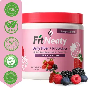 Daily Fiber Supplement - 4g Prebiotic Fiber + Probiotics + Collagen - Berry Crush Flavor - Gut Health & Digestive Support - 240g Powder