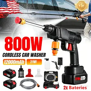 Cordless High Pressure Water Spray Gun Portable Car Washer with 2 Batteries Expert Airbrush Detailing Kit