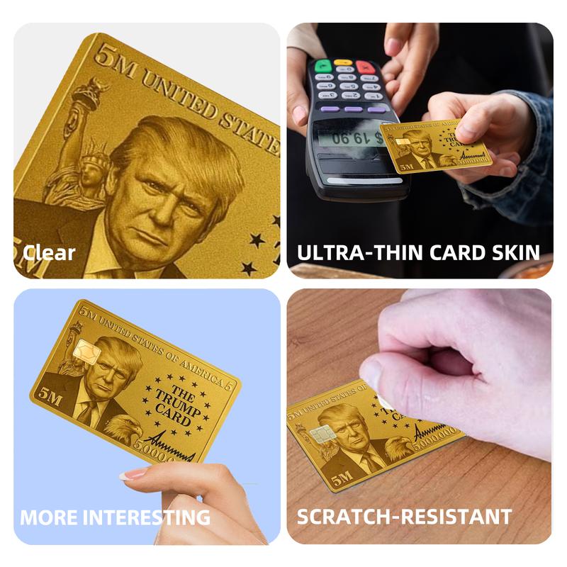 Trump 5 Million Dollar Gold Card - Card Stickers - 4 Card Skins for Credit, Debit & Other Cards - Air Release Channels, No Impact on Card Use