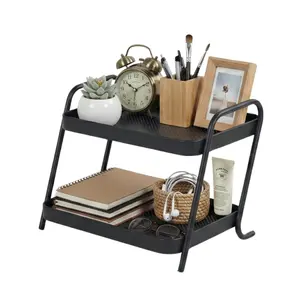 NobleForm Desk Organizer 2-Tier Storage Shelves Multifunctional Desktop Organizer for Office, Dresser, Kitchen, Adjustable Compact Storage Solution for Cosmetics, Office Supplies, Condiments, and Food