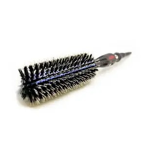 Alpha New York Round Hair Brush with Real Nylon Bristles, Ceramic Heating Barrel, Boar Bristles for Smoothing and Shine, Size S