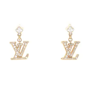 Pre-owned Louis Vuitton Brass Small Leather Goods Lady LV Earrings
