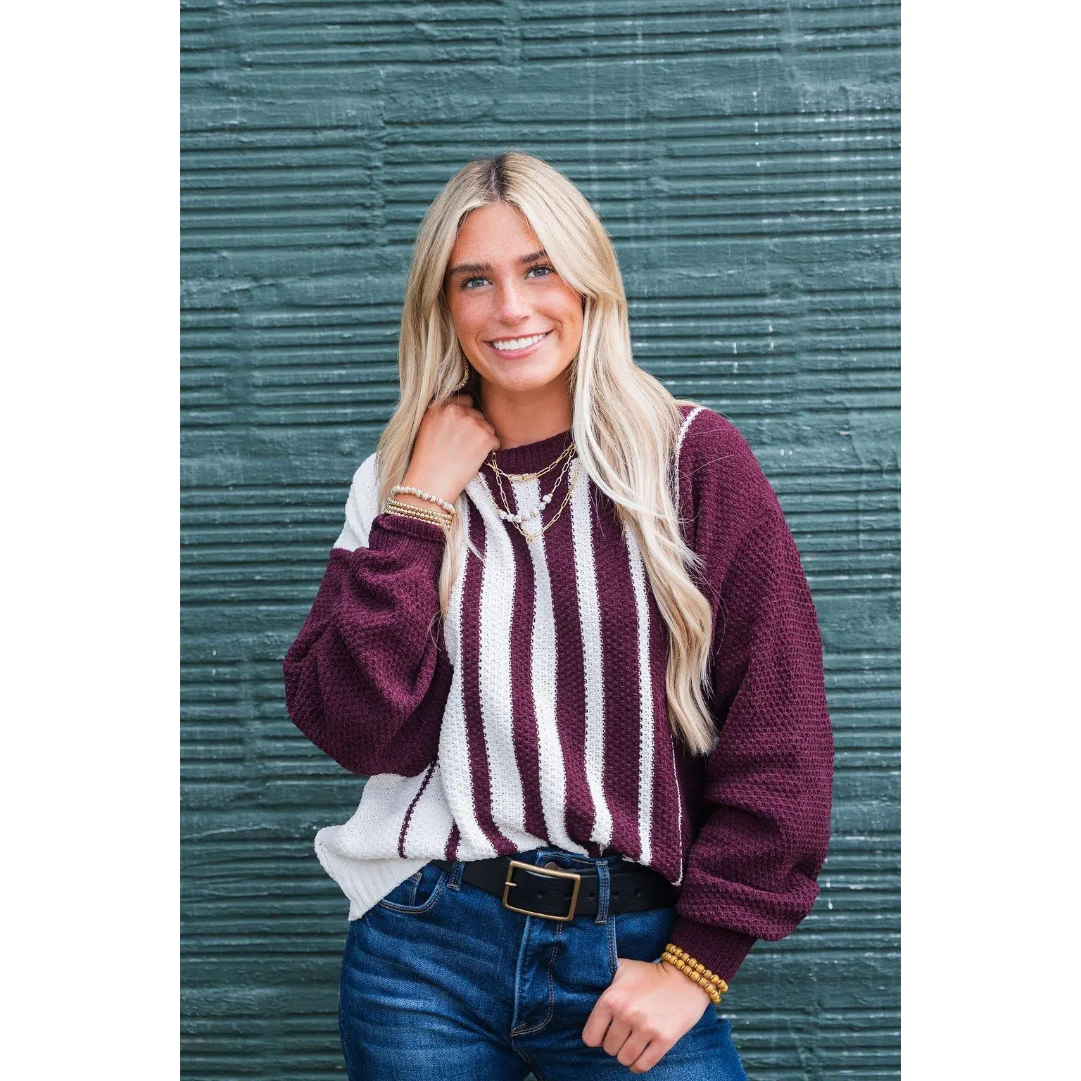 Vertical Ombre Striped Sweater