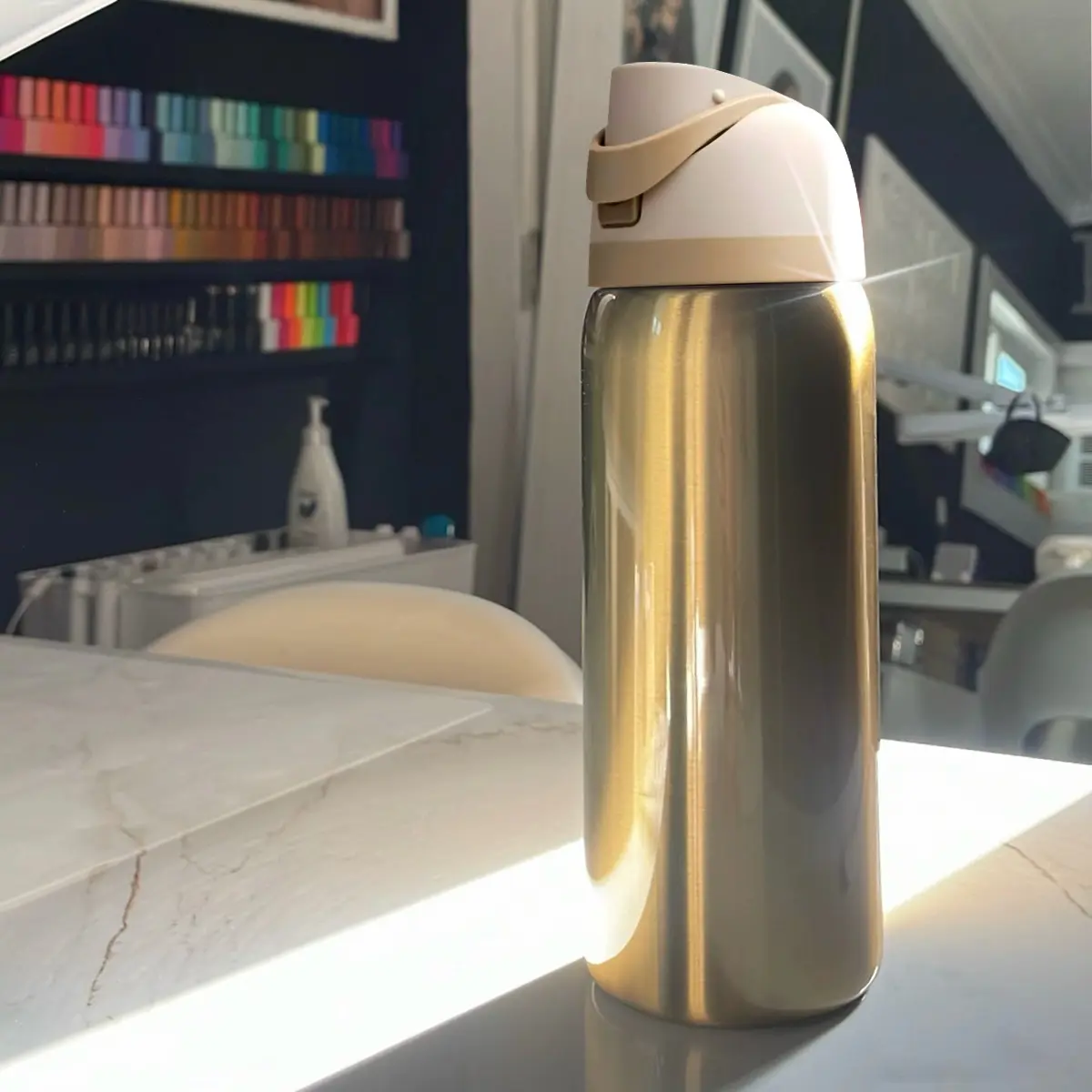 Ow-Metallic Gold-Absolute Sleigh Double-Layer Vacuum Insulated Portable Drinking Cup-Cold-Resistant Stainless Steel Water Bottle with Straw, Comes with Handle and Spout,32Oz/945ml-4th of july decor-Soccer Gear-Summerwins-camping accessories