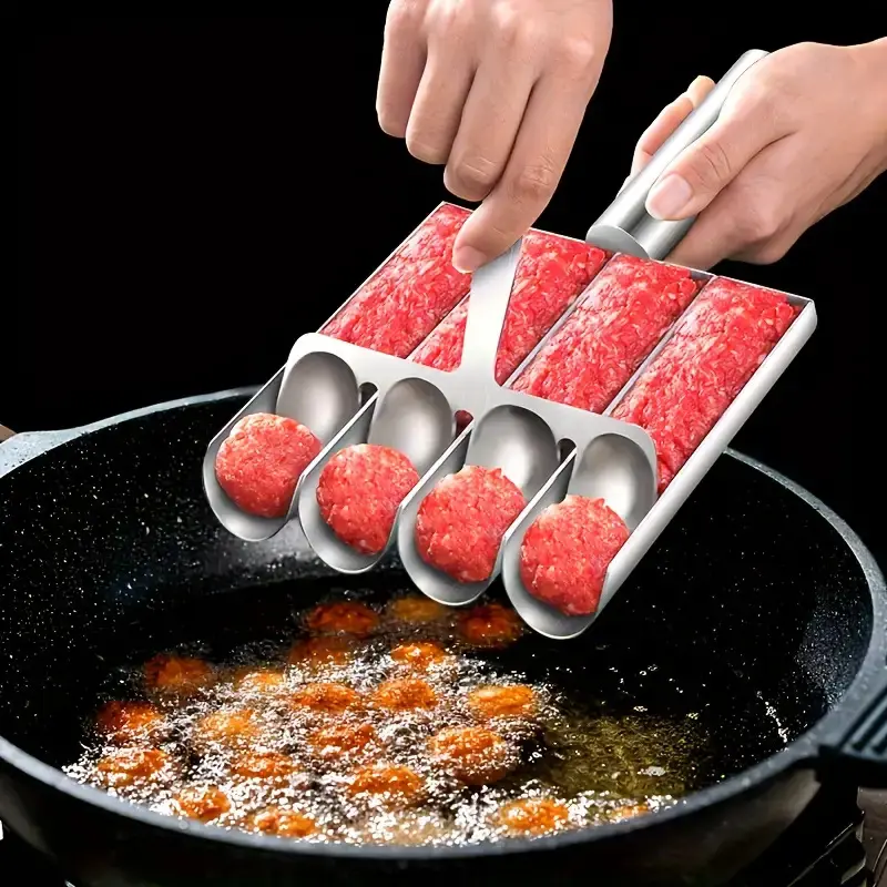Stainless steel meatball machine, multi-functional fishball and shrimpball molds, commercial and household kitchen frying tools Utensils