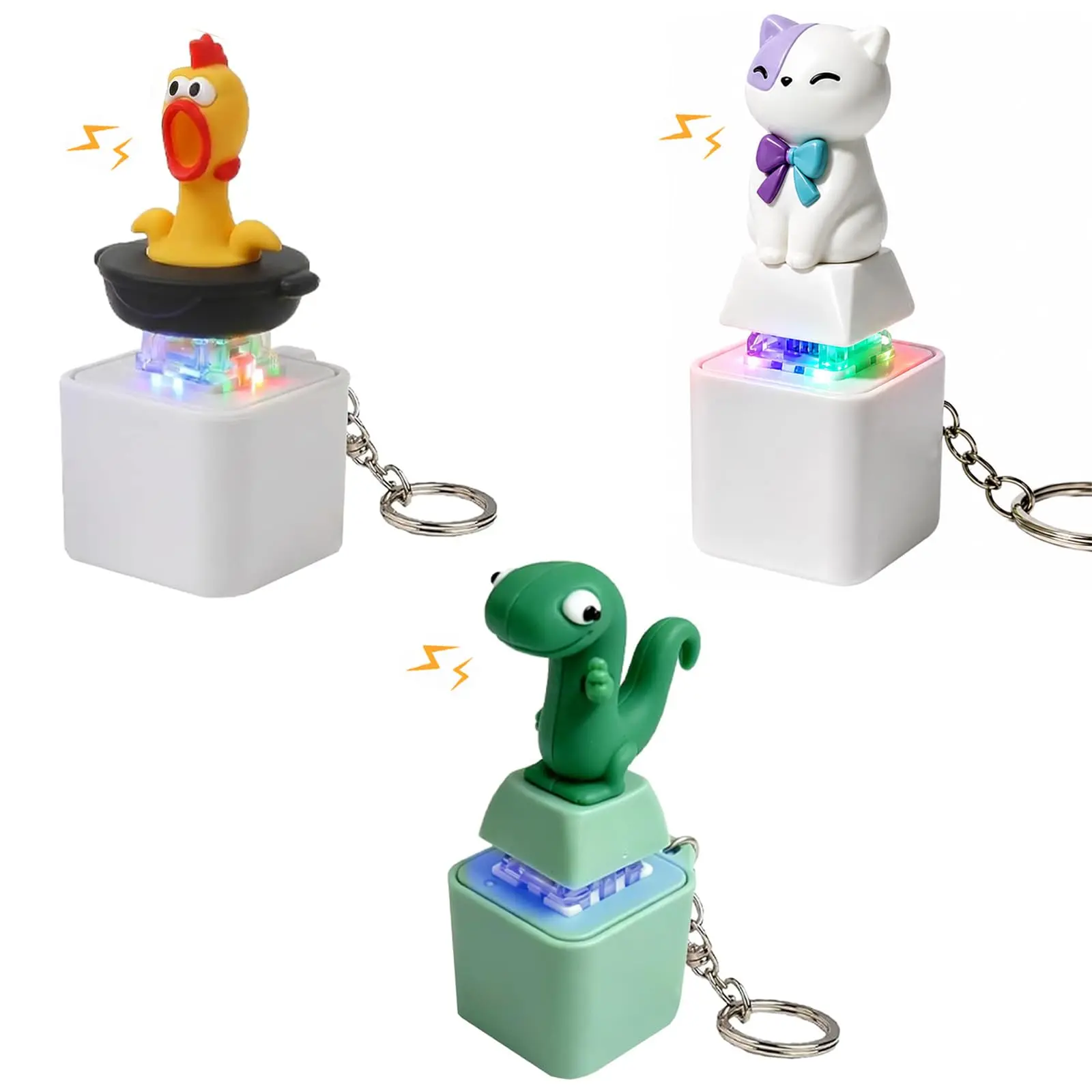 Keyboard Fidget Toys Set - Rechargeable Keyboard Clicker with LED Lights Click Fidget Desk Toy Portable Stress Relief Keychain for Adults.
