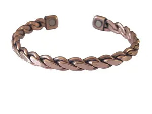 Pure Copper Magnetic Bracelet - Solid Copper Heavy Cuff Bangle with Twist Design & 8mm Width - One Size Fits All - 26gr Weight