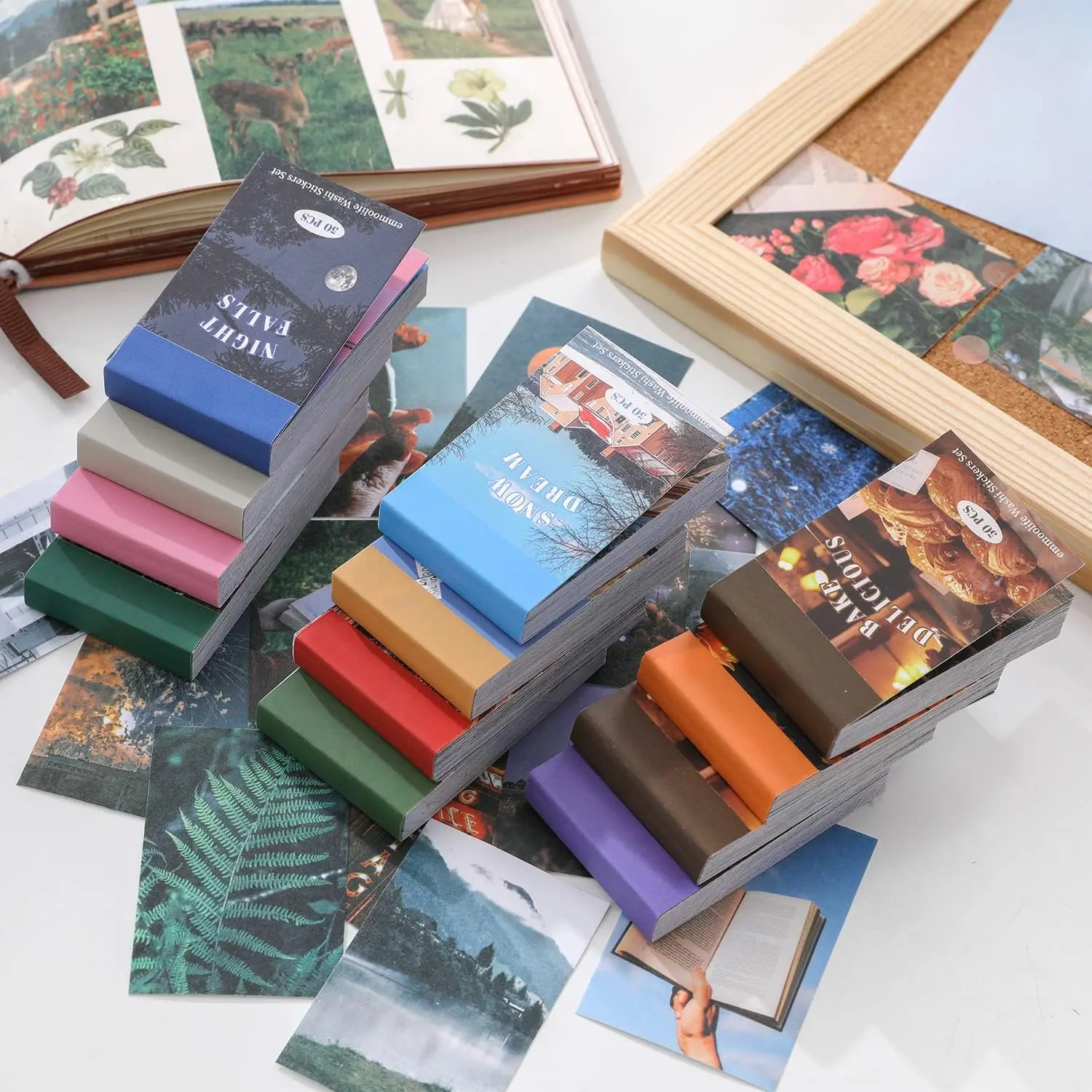 6 Sets300 Sheets / 12 Sets 600 Sheets Washi Stickers for Journaling Daily Quote Flower Nature Travel Stickers Vintage Aesthetic Scrapbook Sticker Set for Bullet Journal Art Diary Card Craft Gifts Planner Notebook