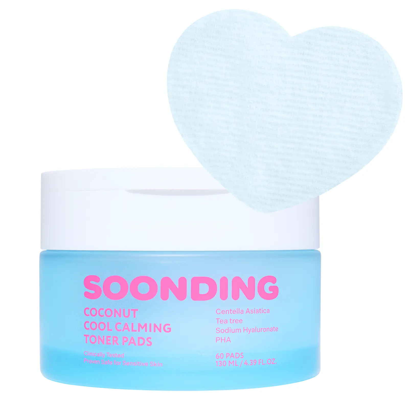 [SOONDING] Coconut Cool Calming Toner Pads | Menthol-Free Cooling, Exfoliating & Soothing with Centella, Tea Tree & PHA | Dual-Texture 60 Pads | for All Skin Types | Korean Skin Care