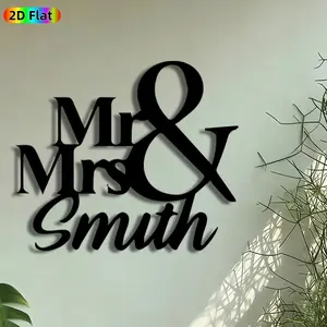 1pc Mr & Mrs Metal Wall Art, Wedding Initials Statue Mural, Artistic Metalwork, Intricate Craftsmanship, Perfect for Wedding, Anniversary Decor, Perfect for Living Room Bedroom Wedding Venue Decor, Ideal Gift for Newlywed Couples.