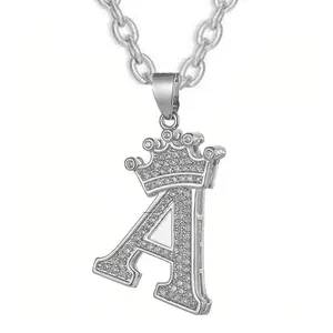 Initial pendants, Iced out initials letters pendant, for women and men perfect gift stainless steel never turn, with