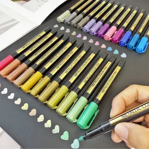Metallic Color Acrylic Drawing Markers, 12/24pcs Paint Glitter Pens, Compatible with Plastic Surfaces, Art Supplies for Adults Kids DIY Crafts