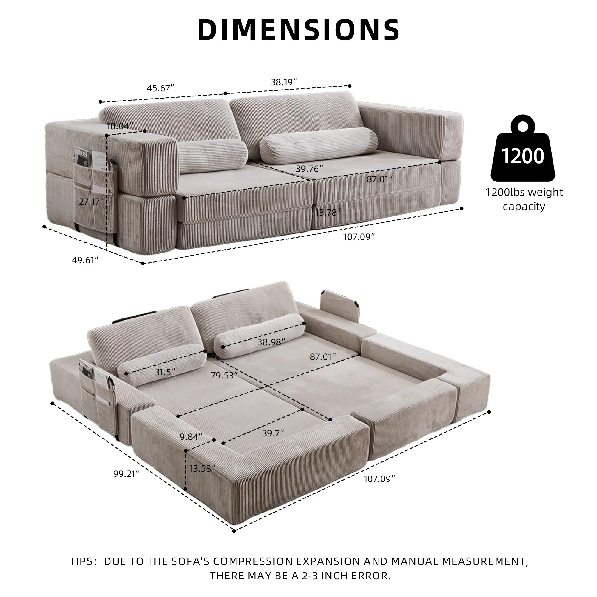 Light Grey - Castle sofa