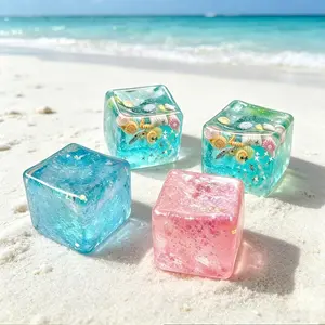 3 Piece Ocean Cube Slippery Toy Set, Stress Relief Squeeze Toys, Soft Sensory Pressure Release, Shell Water Stripes, Holiday Gift, Stress Cubes