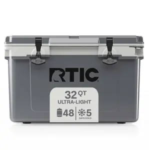 RTIC Ultra-Light 32 Quart Hard Sided Ice Chest Cooler, Grey Durable Portable Ice Chest with Spacious 48 Can Capacity, Rugged Insulation and Lightweight Design for Tailgating, Camping and Outdoor Adventures