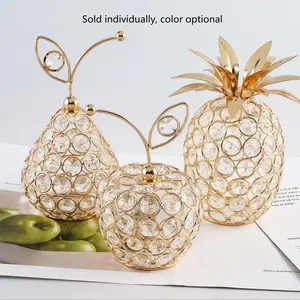 Creative Crystal Craft Fruit Ornament, Living Room Entryway Decor, Table Decoration, Apple, Pear, Pineapple Shapes Home Accent