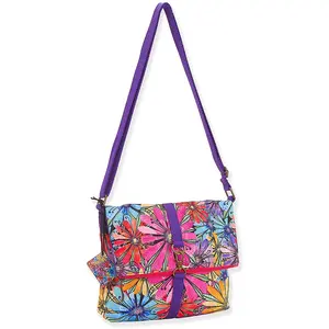 Laurel Burch Fleur Flapover Flower Crossbody Shoulder Bag
