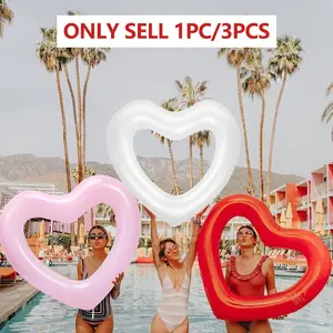 Inflatable Heart-Shaped PVC Swimming Ring, Adult's Floating Water Toy, Solid //, Ideal for Watersports Parties