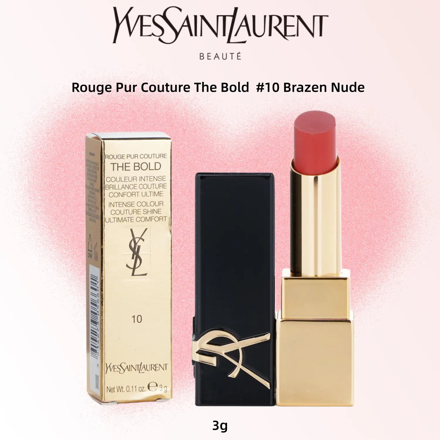 Yves Saint Laurent Rouge Pur Couture The Bold #10 Brazen Nude Lipstick 3g Intense Color Ultimate Comfort