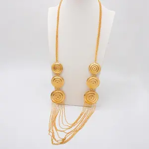 New Middle Eastern Jewelry Gold-plated Necklace Long Tassel African Gold Jewelry Set