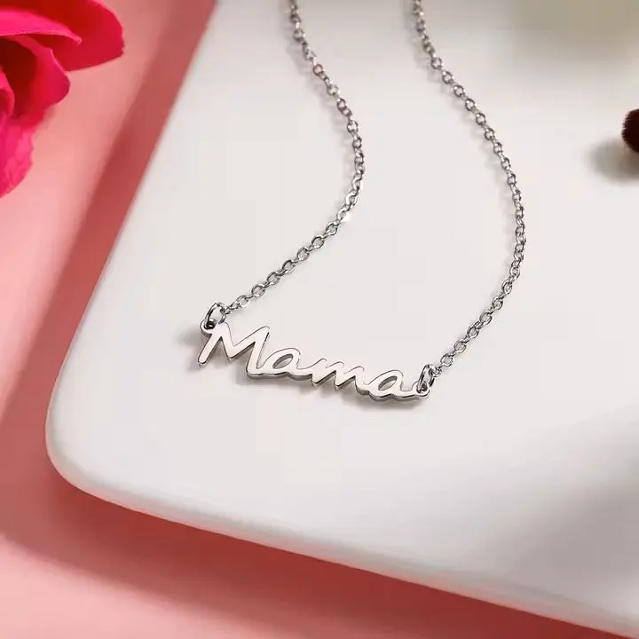 Annie's Exclusive Scripted Initial Letter Mama Necklace - Daring Costume Jewelry Accessory for Motherhood, Celebrate with Adjustable Size Options, Custom Initial Necklaces, Letter Logo Necklaces