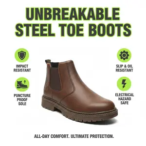 Breathable Splash-proof Smash-proof Puncture-proof Safety Shoes Durable Outdoor Comfortable Waterproof Shoe Anti-slip Unisex Chef Work Ultimate Comfort Men Women Multi-Surface Occupational Defense