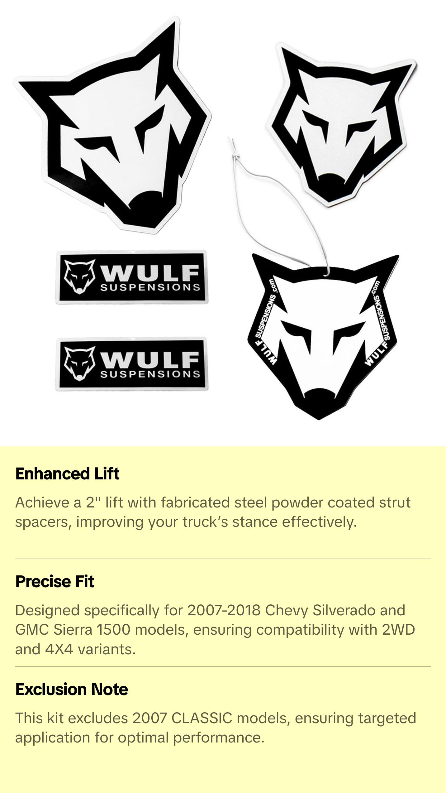 2" Front Strut Spacer Leveling Lift Kit For 2007-2018 Chevy Silverado GMC Sierra