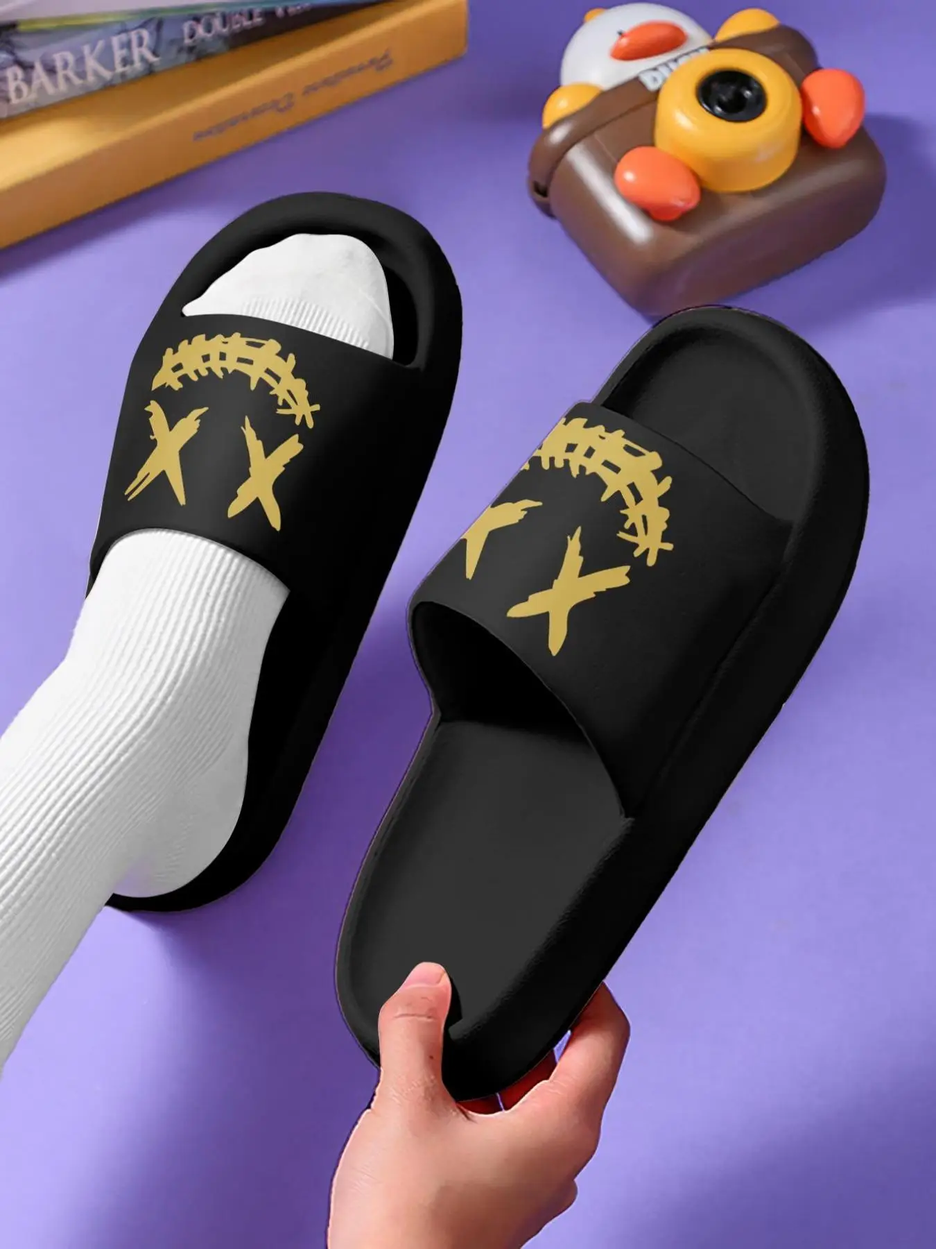 Men's Fashionable Casual Letter Print Soft Slippers, Casual Comfortable Home Bathroom Slippers, Outdoor Wearable Slide Slippers, Footwear, Summer 2024