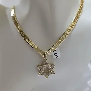 Cadena 278 y Dije 083  Gold Plated Unisex Star of David Pendant Necklace Model E80 Gold-Tone Jewelry