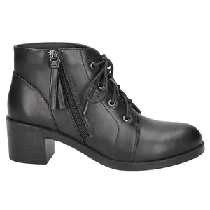 Easy Street Womens Becker Lace Up Casual Boots Ankle Mid Heel 2-3" - Black