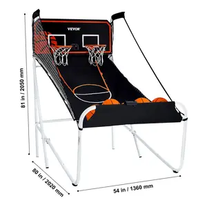 VEVOR Foldable Basketball Arcade Game, 2 Player Indoor Basketball Game, Home Dual Shot Sport with 5 Balls, 8 Game Modes, Electronic Scoreboard, and Inflation Pump, for Adults (Black & White)