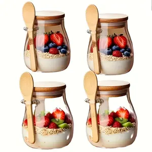 3pcs - (1 jar+1 lid+1 spoon) 500 ml/16.91 oz Perfect for storing coffee, sugar, tea, salt, candy, and spices - Sealed glass storage jar with spoon, perfect for kitchen storage boxes in homes and restaurants