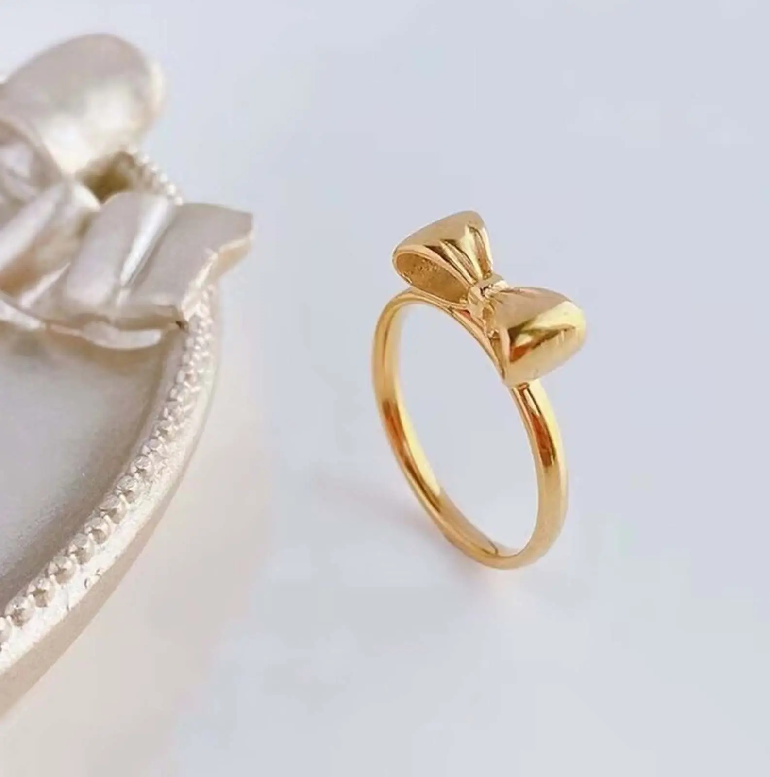 Springtok Y2K bow ring women's golden jewelry for girlfriend family holiday birthday gift