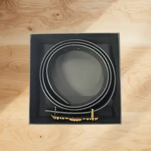 Trending TikTok Initial Belt for Men, Vintage Gold Buckle Black Leather Casual Dress Belt, Personalized Custom Style Letter Jeans Belt