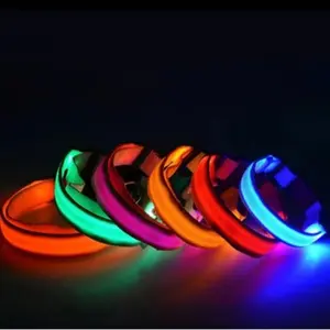 Glow In The Dark LED Dog Collar with 3 Color Options for Enhanced Visibility and Safety
